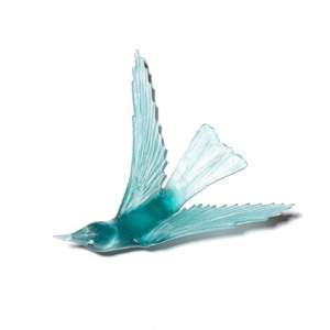 Glassware: Bellbird / Korimako #2 (Wings Back) - Teal - By Luke Jacomb Studio