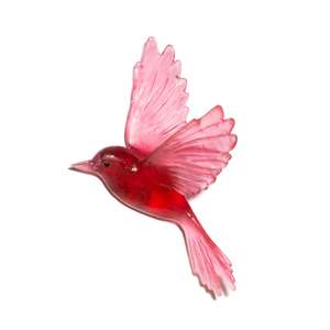 Glassware: Fernbird / Mātātā - Gold Ruby - Glass artwork by Luke Jacomb