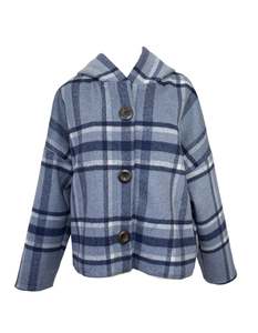 Clothing: "Ava" Wool blend Jacket - Blue Check