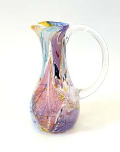 Glassware: Handblown Glass Shard Carafe with Handle (22498)