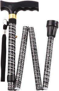 Extendable Plastic Handled Walking Stick with Engraved Pattern