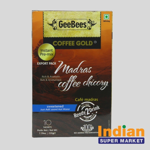 GeeBees Madras Coffee Chicory Sweetened 220 Gm (10 Sachets) - Indian Supermarket