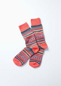 Socks: Jaquard Crew Socks "Fairisle"