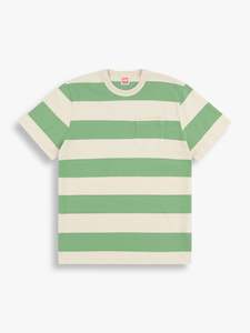 Border Stripe Pocket  Tee - White/ Pistachio