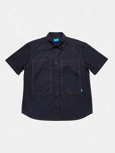 Mens Shirting: Cliff Short Sleeve Shirt - Navy HBT