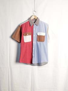 Mens Shirting: Sugarcane - Colour Block S/S Work Shirt