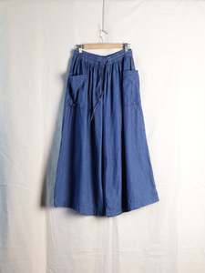 Womens Trousers: orSlow - Wide Leg Drawstring Chambray Trousers