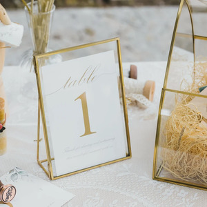 Gold table number frame