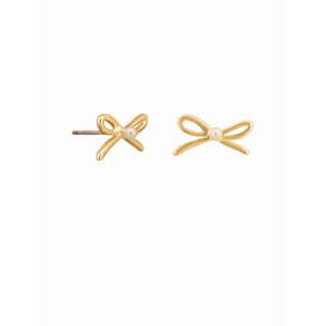 Jewellery: Gold Penny Bow and Pearl Studs