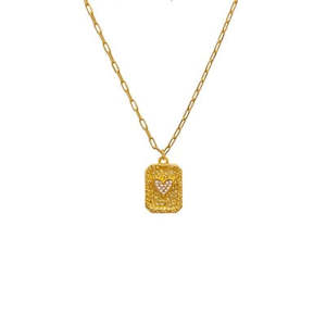 Gold Crystal Heart Pendant Necklace