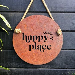 Lisa Sarah Steel Art: Happy Place - Corten Steel