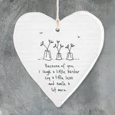 Homeware Accents: Porcelain Hanging Heart - Because of You