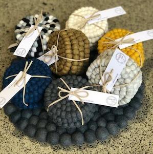 Sheepish Design: Felt ball Coasters - set of 4