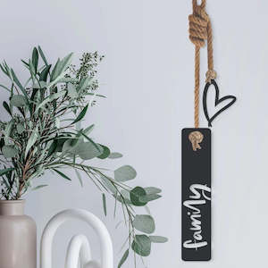 Hanging Family Heart - Steel Wall Art