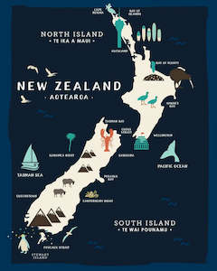 Accessories: Map of NZ Lens Cloth - Toodles Noodles