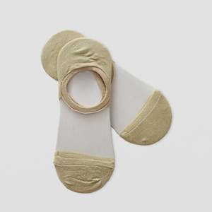 Accessories: S + G No Show Socks - Sheer Gold Lurex