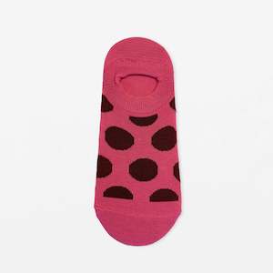 Accessories: S + G No Show Socks - Fuchsia with Plum Dots