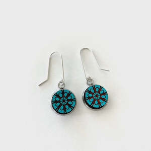 Teal Lace Earrings - Sterling Silver