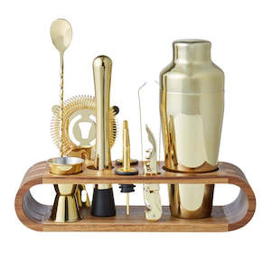 Barware: Gold 10 Piece Cocktail Bar Set