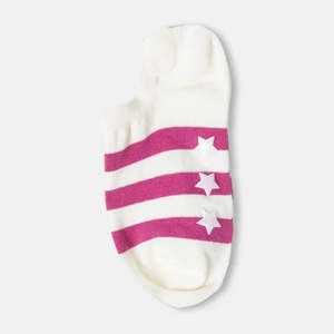 S + G No Show Socks - Pink Stripes & White Stars