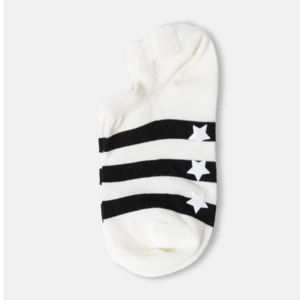 S + G No Show Socks - Black Stripes & White Stars