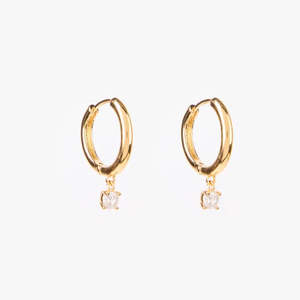 Stella And Gemma Jewellery: Gold Hoop with Hanging Crystal