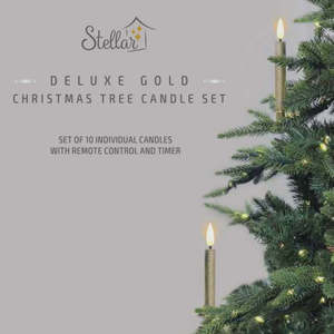 Deluxe Gold Christmas Tree Candle Set
