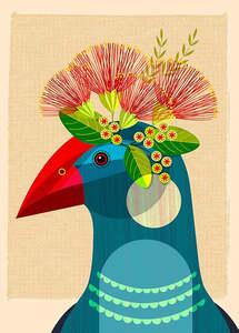 Pukeko with Flower Crown - Ellen Giggenbach