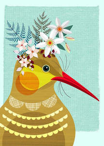 Kiwi with Flower Crown - Ellen Giggenbach