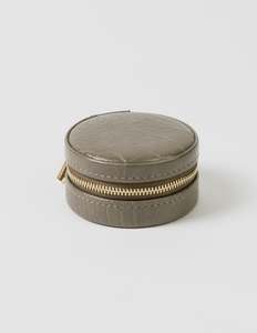 Jewellery Box Khaki Croc Round