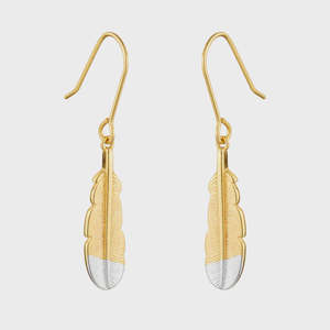 Huia Feather Pendant Earrings - Gold