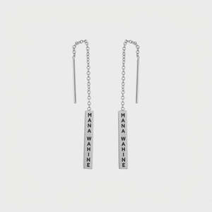 Mana Wahine Thread Earrings - Silver