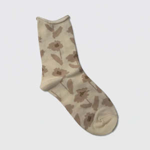 S + G Socks - Cream w/ Blurred Beige Flowers