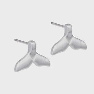 Little Taonga: Whale Fluke Studs - Silver