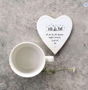 Porcelain Heart Coaster - Fill Your Life