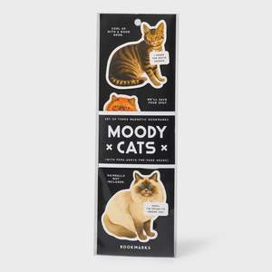 Moody Cats Magnetic Bookmarks - 3pcs Set