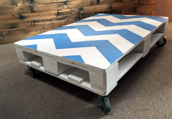 Coffee Tables: Blue chevron pattern coffee table