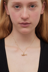 WOMENS: Shark Charm Necklace - Gold Plated