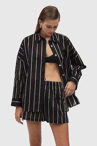 WOMENS: Edie Shirt - Black Stripe