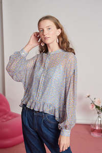 Bluemly Edit: Lisa Blouse - Blue Floral Silk