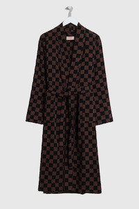 Bath Accessories: Bath Robe - Tabac / Noir