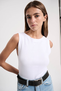 Womens Singlets: Frenchie 90's Top - White