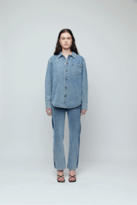 Womens Denim Shirt - Two Tone Blue
