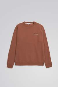 Mens Sweaters: Arne Relaxed Oragnic Logo Sweatshirt - Red Ochre