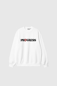 Mens Sweaters: I Heart Progress Sweatshirt - White