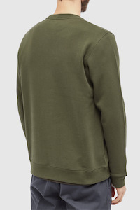 Mens Sweaters: Vagn Slim Organic Sweatshirt - Army Green