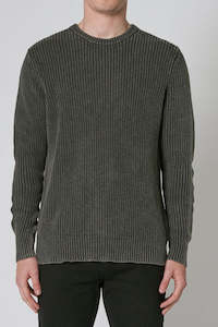 Mens Sweaters: Hemp Rib Crew Knit - Pine