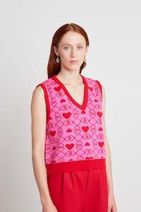 Sleeveless in Seattle Vest - Pink / Red