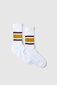 Infinite Gifts For Him: Cotton Athletic Crew - Gold / Maroon Stripe