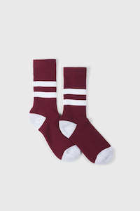 Gifts: Cotton Athletic Crew - Maroon Stripe